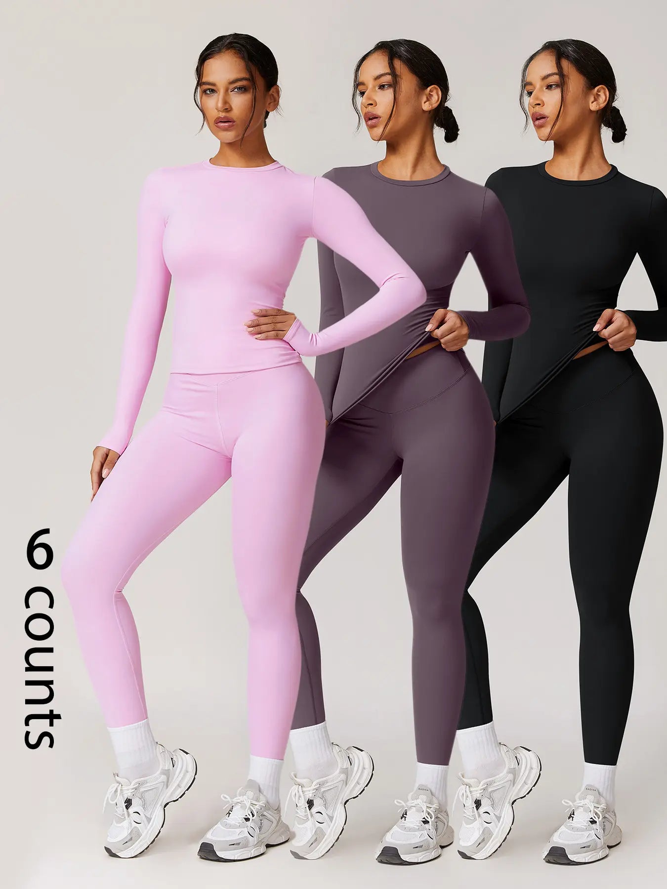 Women's Two-Piece Patchwork High Elastic Yoga Suit with Long Sleeve Top and Slim Fit Pants for Outdoor Activities and Workouts