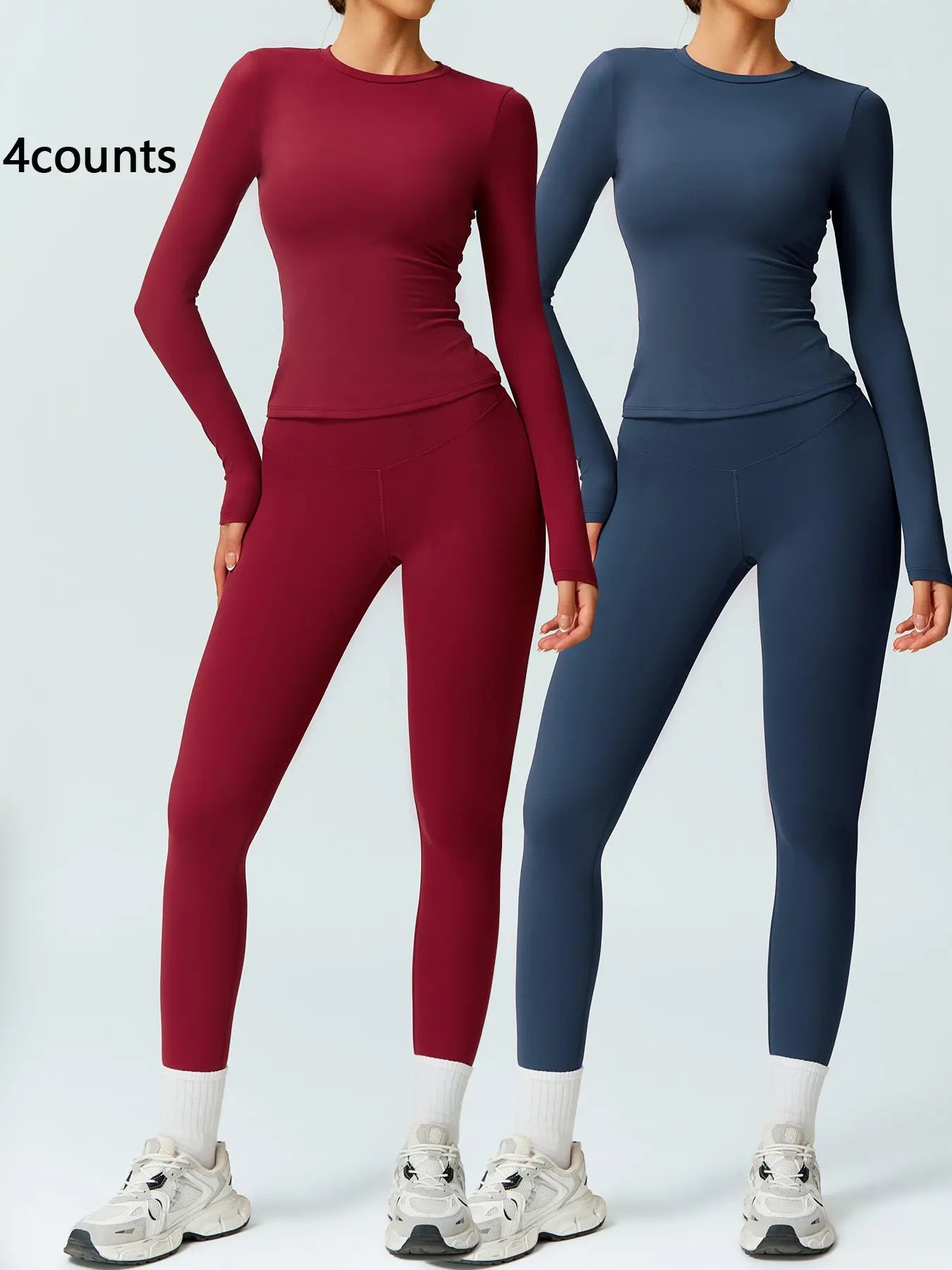 Women's Two-Piece Patchwork High Elastic Yoga Suit with Long Sleeve Top and Slim Fit Pants for Outdoor Activities and Workouts