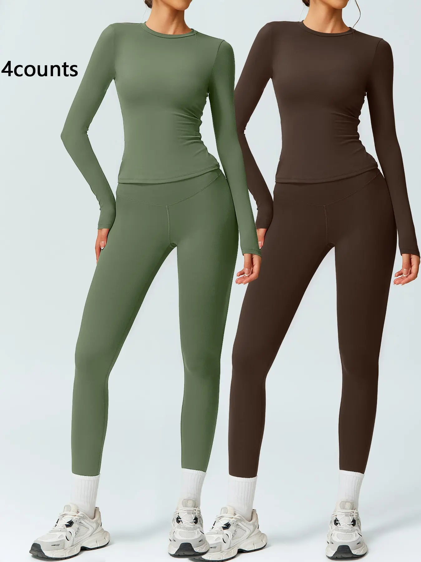 Women's Two-Piece Patchwork High Elastic Yoga Suit with Long Sleeve Top and Slim Fit Pants for Outdoor Activities and Workouts