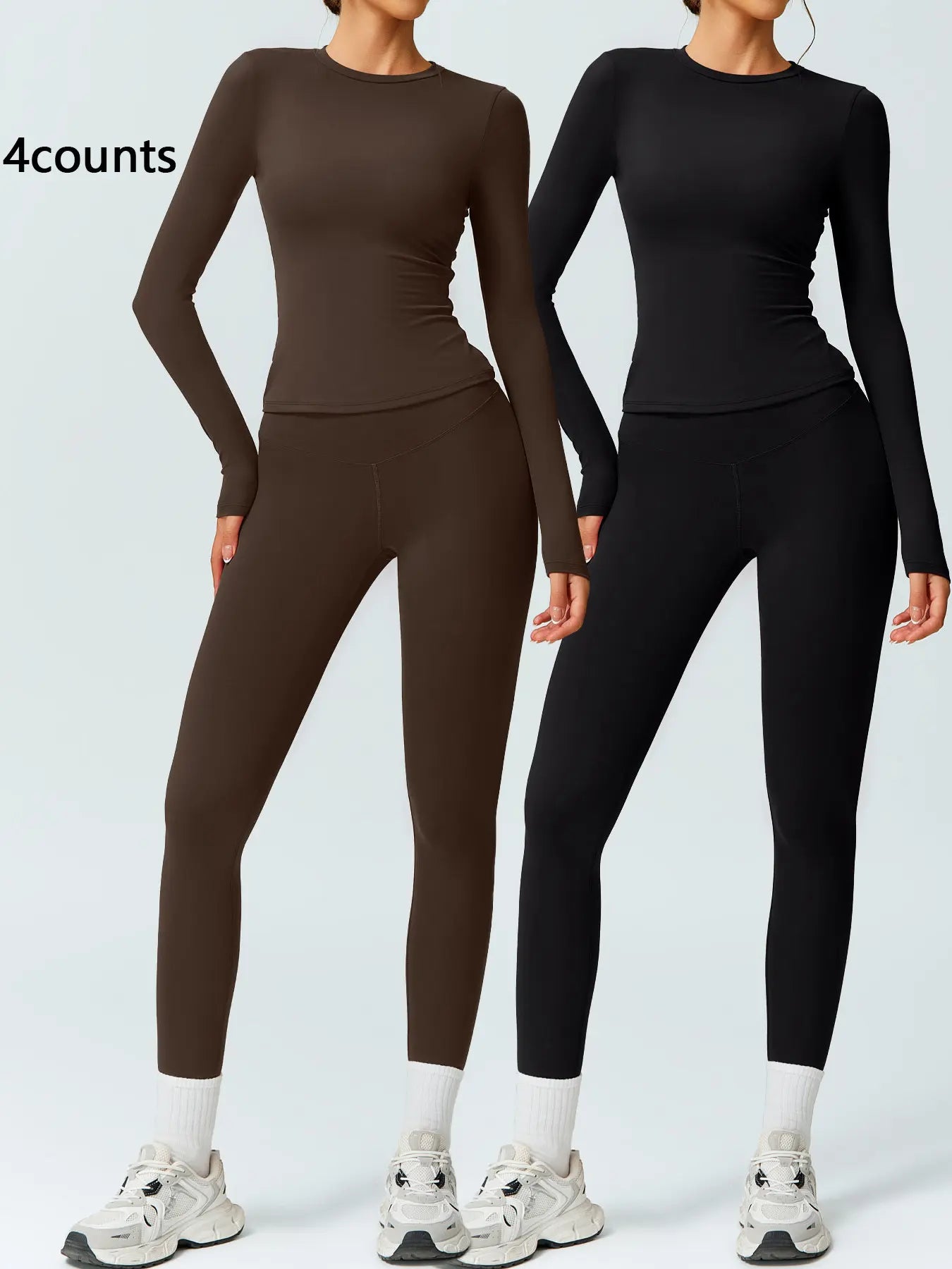 Women's Two-Piece Patchwork High Elastic Yoga Suit with Long Sleeve Top and Slim Fit Pants for Outdoor Activities and Workouts