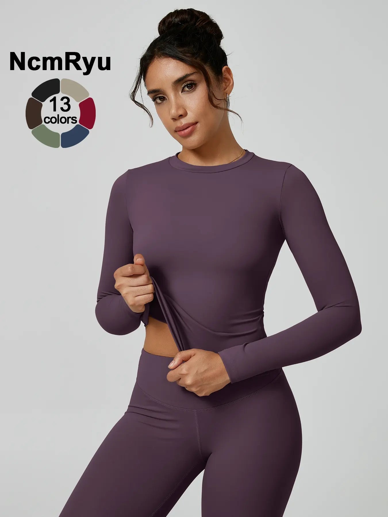 Women's Two-Piece Patchwork High Elastic Yoga Suit with Long Sleeve Top and Slim Fit Pants for Outdoor Activities and Workouts